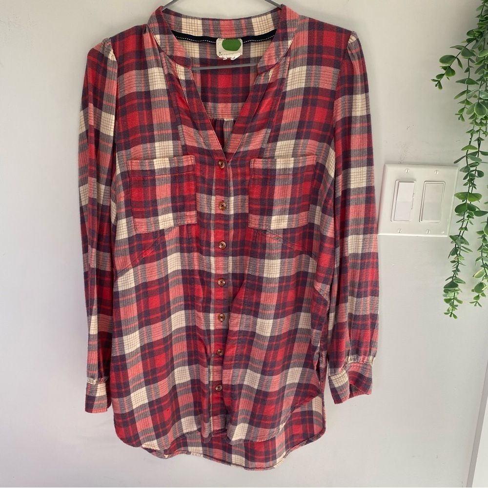 Anthropologie Medford Plaid Flannel Button-Up Top Size 4